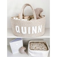Personalised Boucle Nappy Caddy, Newborn Gift, Baby Shower Nursery Storage, Organiser, Decor | Etsy (UK)