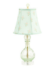10x21 Shaped Glass Table Lamp With Patterned Shade | Furniture & Lighting | Marshalls | Marshalls