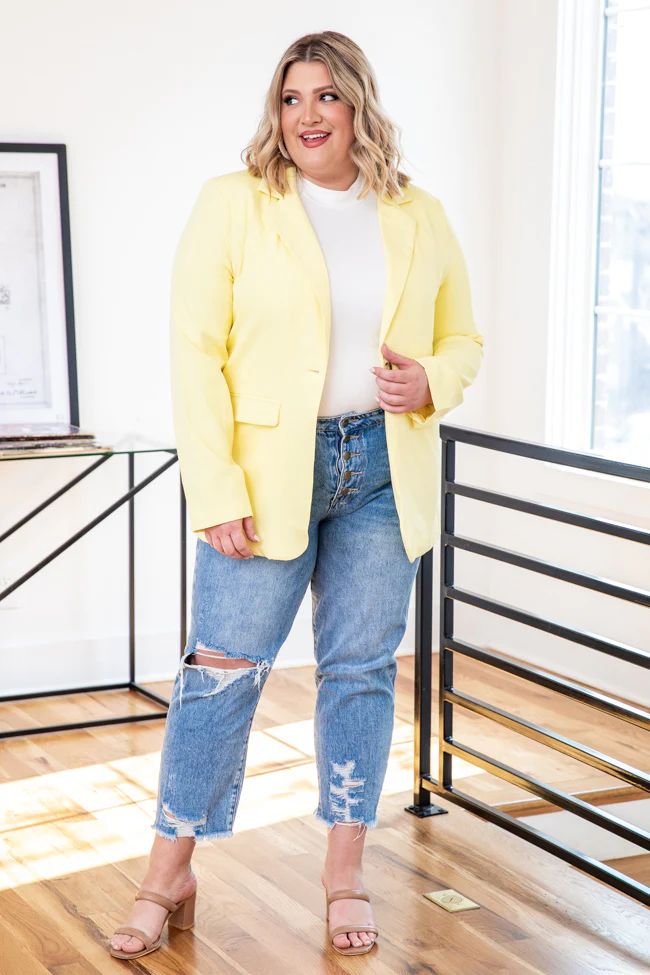Picture To Burn Yellow Boyfriend Blazer, Women's 2X Large - For Spring - Pink Lily Boutique | Pink Lily
