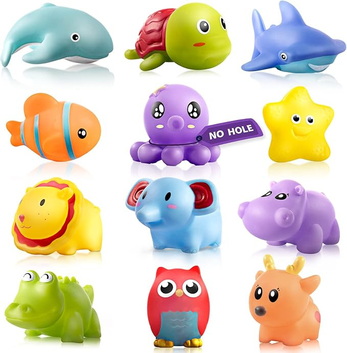 Hely Cancy Infant Bath Toys for 18 Months - No Hole Animal Bathtub Toys, Baby Bath Tub Toys | Amazon (US)