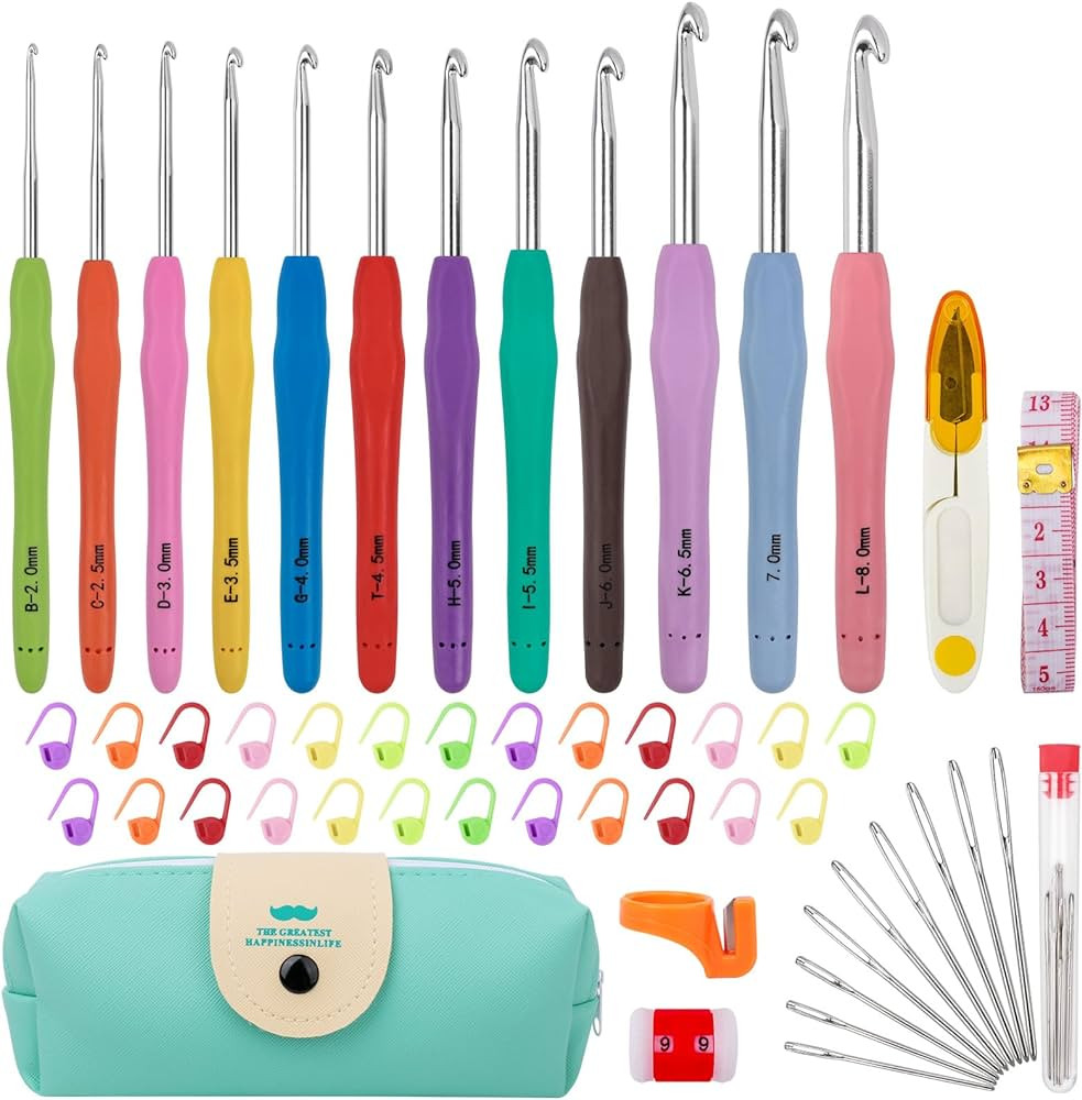 MECHEER Crochet Hooks 12 Sizes Crochet Hook Set, 51 Pack Yarn Crochet Kit for Beginners, Knitting... | Amazon (US)