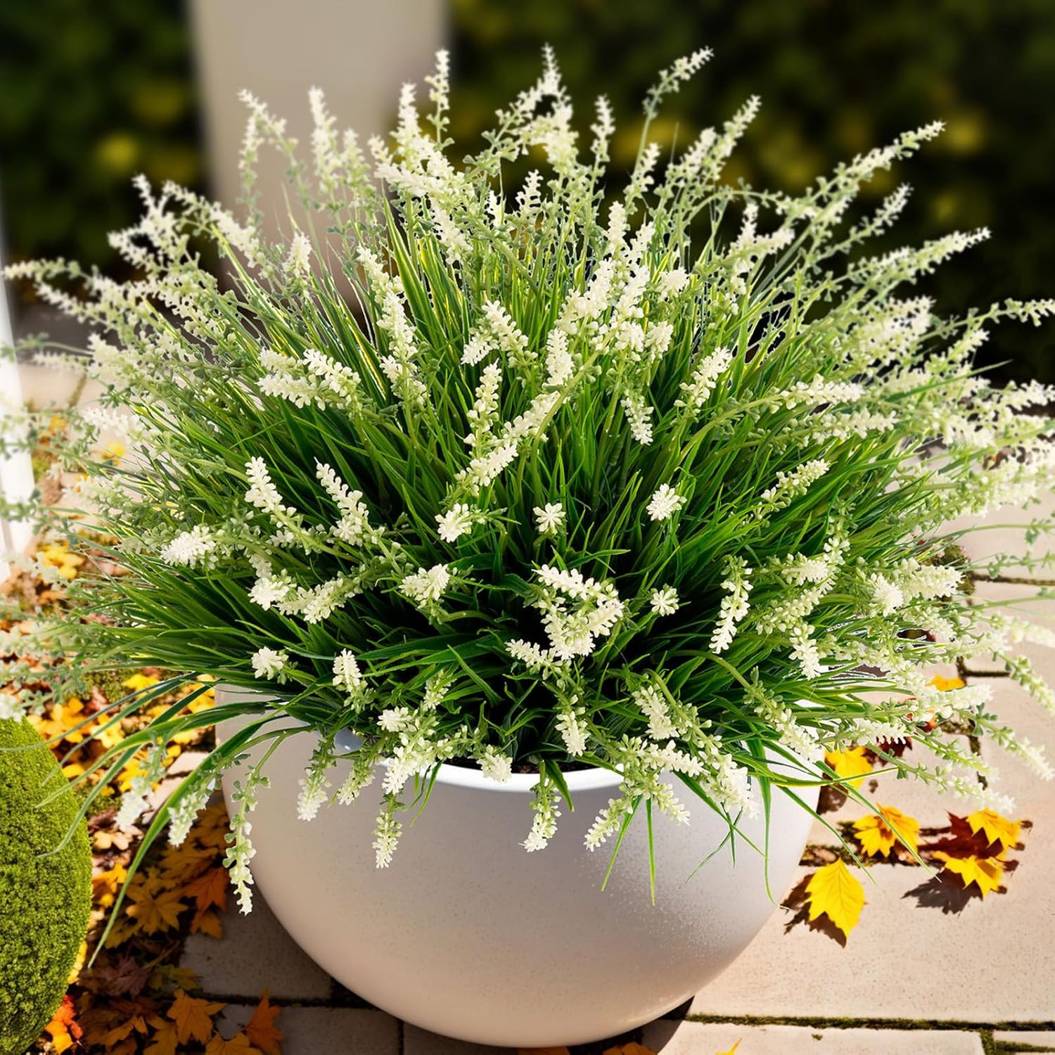 Artificial Faux Plants Flowers for Outdoor Decorations, Fake Monkey Grass for Outside Porch Patio, No Fade Realistic Greenery Plant, UV Resistant Artificial Shrubs for Courtyard Window Garden | Amazon (US)