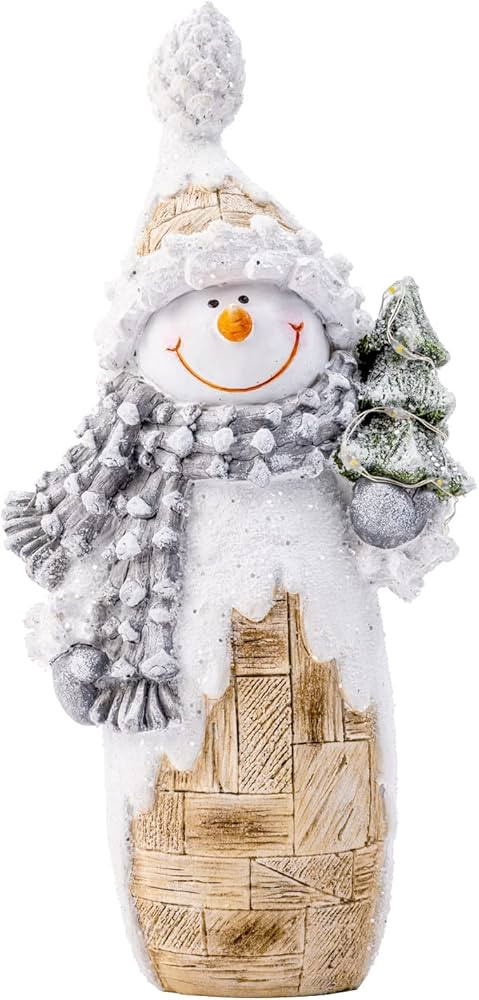 Galiyen Snowman Christmas Decorations, Snowman Figurines Ornaments with LED Lights for Christmas Dec | Amazon (US)