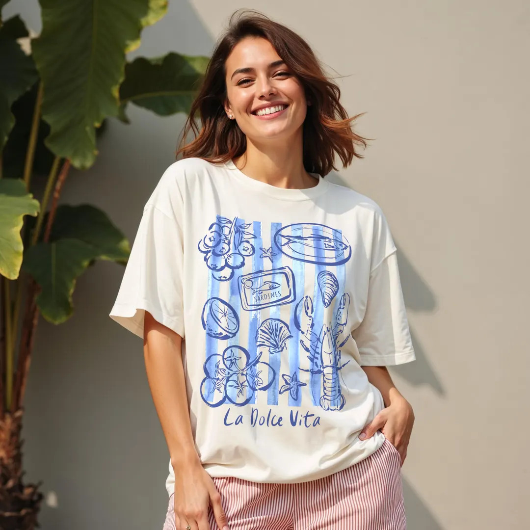 La Dolce Vita Comfort Colors T-Shirt: Coastal Seafood Graphic Tee | Etsy (US)