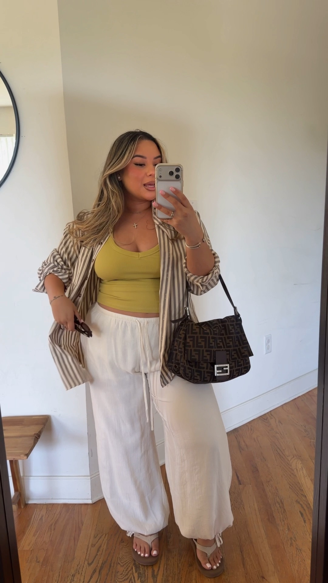 Friday ootd ☀️ work + running home errands (Lowe’s for the 100th time this week)🥲 

Halter tank: L 
Pants: L(stretchy, I could’ve done M here if I wanted a more snug fit) 
Button down: L

#LTKSeasonal #LTKMidsize #LTKootd