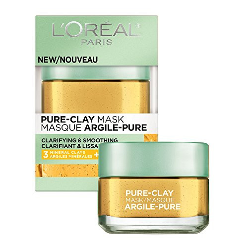 L'Oreal Paris Skincare Pure Clay Face Mask with Yuzu Lemon for Rough Skin to Clarify & Smooth, Clay Mask, at home face mask, 1.7 oz. | Amazon (US)