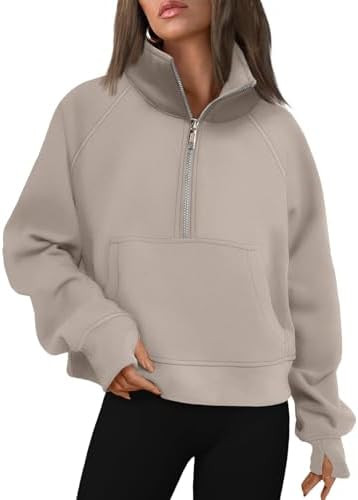 AUTOMET Womens Sweatshirts Half Zip Cropped Pullover Fleece Quarter Zipper Hoodies 2025 Fall Fash... | Amazon (US)