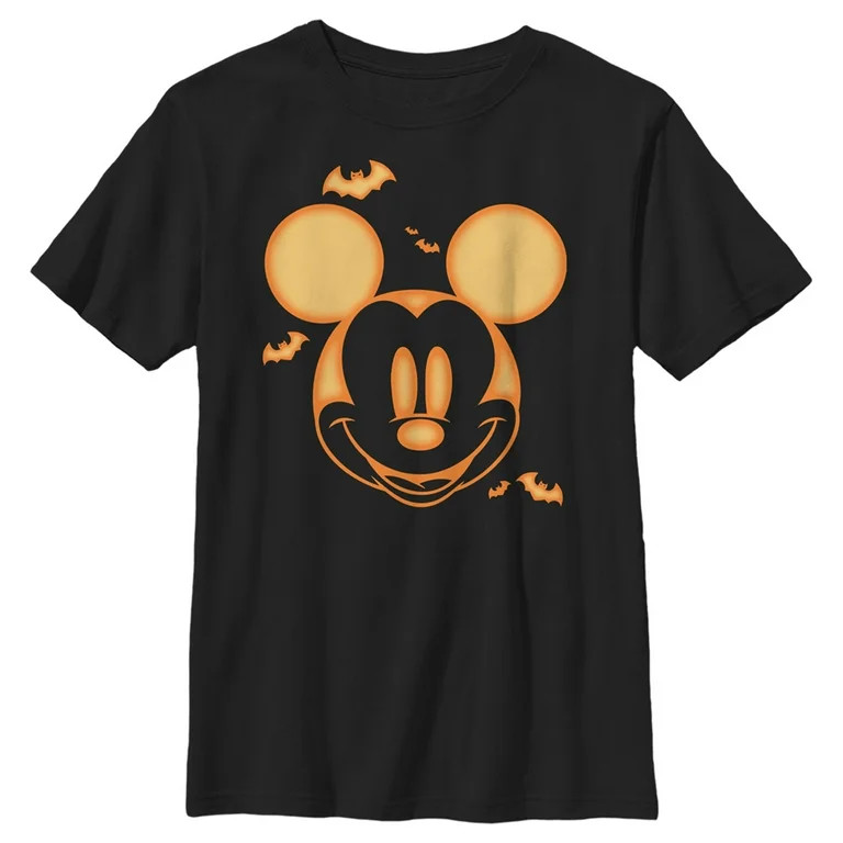Boy's Mickey & Friends Halloween Pumpkin Face  Graphic Tee Black X Small | Walmart (US)