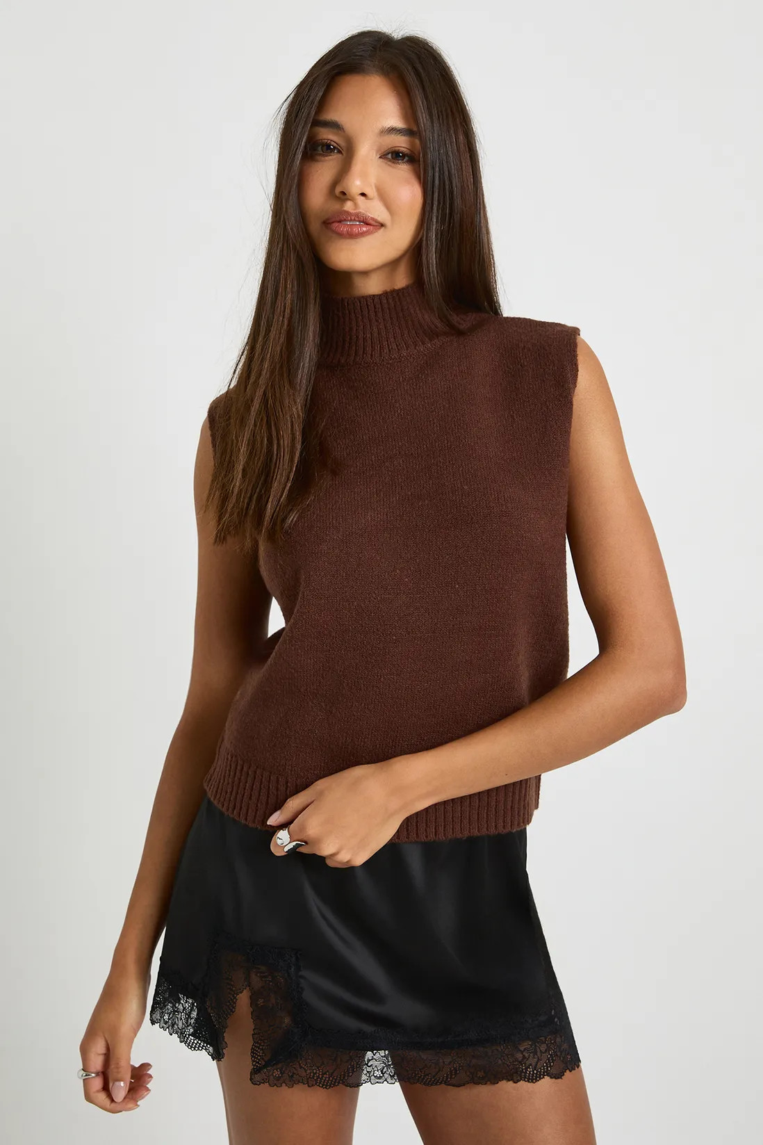 Collar Detail Soft Knit Knitted Vest | Boohoo.com (UK & IE)