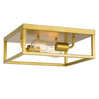 Worldwide Lighting Concord 12.75 in. x 12.75 in. x 5 in. 2-Light Brass Flush Mount-E30020-021 - T... | The Home Depot