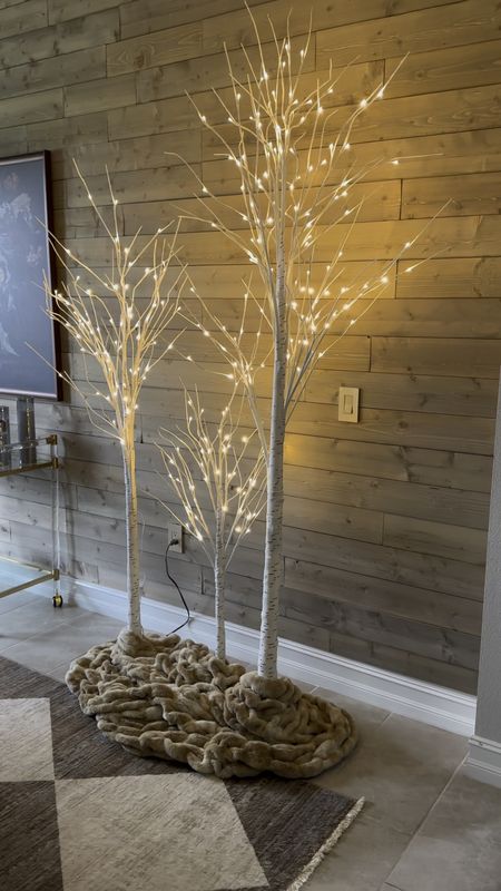 Such a great price for the set of these three trees. Perfect for fall and winter holiday decor. I used a blanket around the base.

Light up birch trees, birch trees, chunky blanket, faux fur blanket, rails plaid shirt 

#LTKHoliday #LTKhome