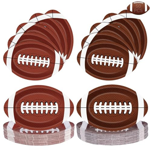 50 Pcs Football Plates - Rugby Shape Design Paper Plate, Disposable Dinner Dessert Paper Plates Tableware Set for Football Party Supplies Birthday Game day Tailgate Party Decorations Table Decor | Amazon (US)
