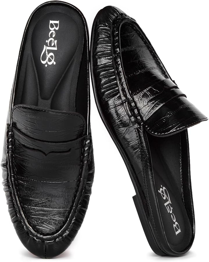 Penny Mule Loafers for Women Slip-On Flat Mules Slides Loafer Dressy Comfort Casual Shoes | Amazon (US)