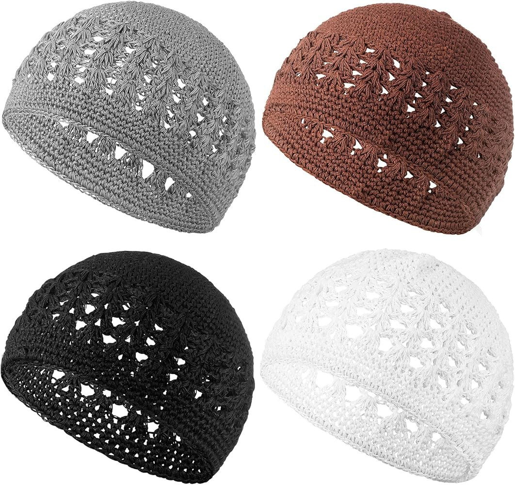 Boyiee Kufi Hat for Men Muslim Knit Kufi Cap Crochet Beanie Skull Beanie African Hat for Men Wome... | Amazon (US)