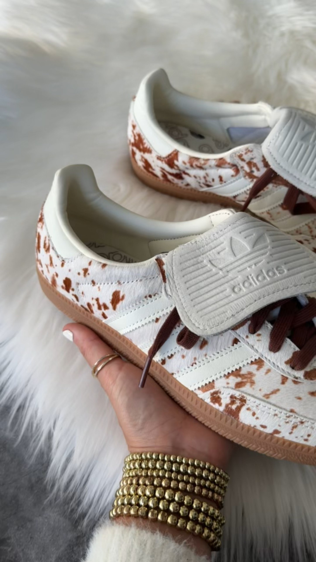 Cow Print Samba Long Tongue Shoes now $81 originally $130 with code SAVE