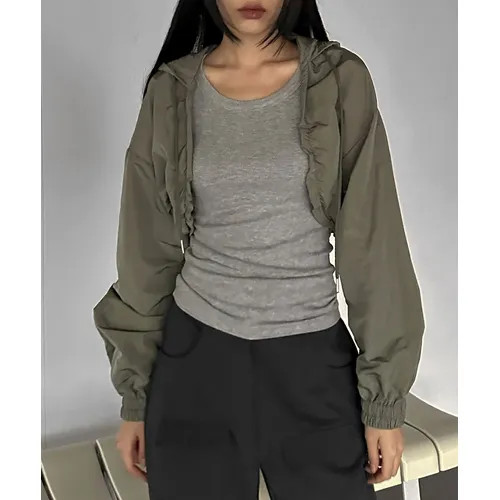 SIMPLY MOOD - Hooded Nylon Bolero Jacket | YesStyle Global