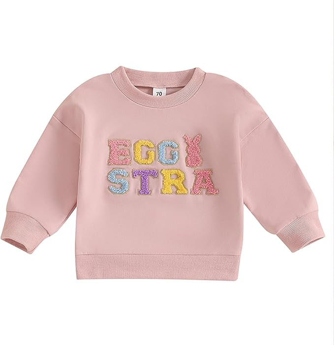 Toddler Boys Girls Easter Outfit Baby Kids Egg Star Crewneck Sweatshirt Oversize Pullover Bunny S... | Amazon (US)