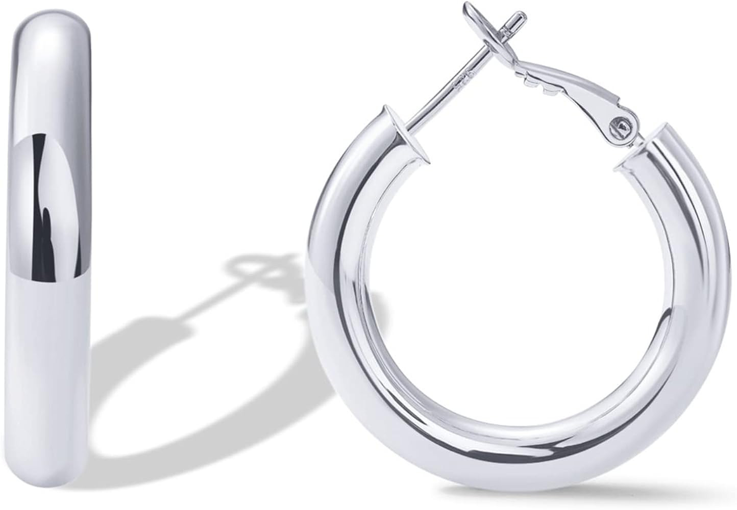 PAVOI 14K Gold Plated 925 Sterling Silver Post Hoops | Lightweight Chunky Hoops Huggies | Thick G... | Amazon (US)