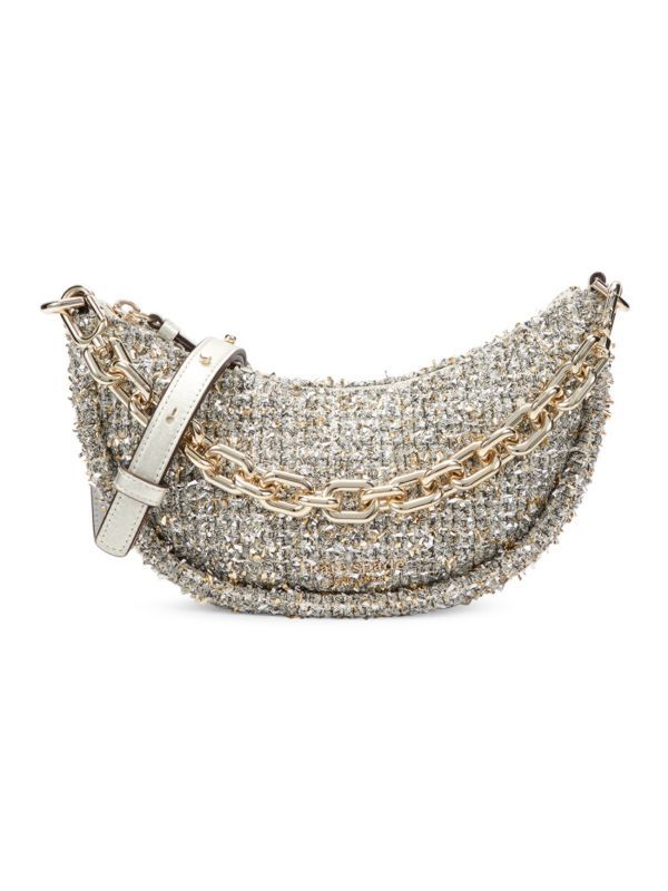 kate spade new york Small Metallic Tweed Half Moon Crossbody Bag on SALE | Saks OFF 5TH | Saks Fifth Avenue OFF 5TH