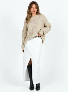 Canlish Cable Sweater Latte | Princess Polly US
