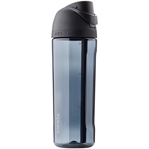 Owala FreeSip Clear Tritan Plastic Water Bottle with Straw, BPA-Free Sports Water Bottle, Great for Travel, 25 Oz, Very, Very Dark | Amazon (US)