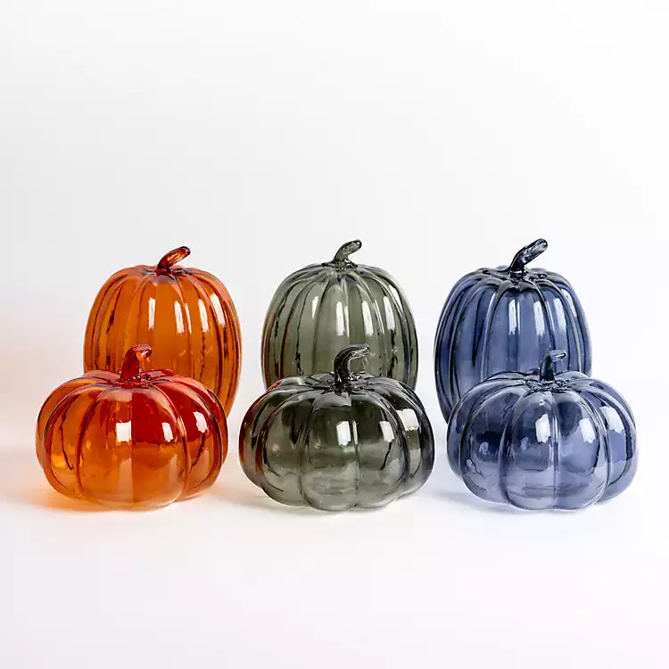 Dark Green Glass Long Pumpkin Statue, 9 in. | Kirkland's Home