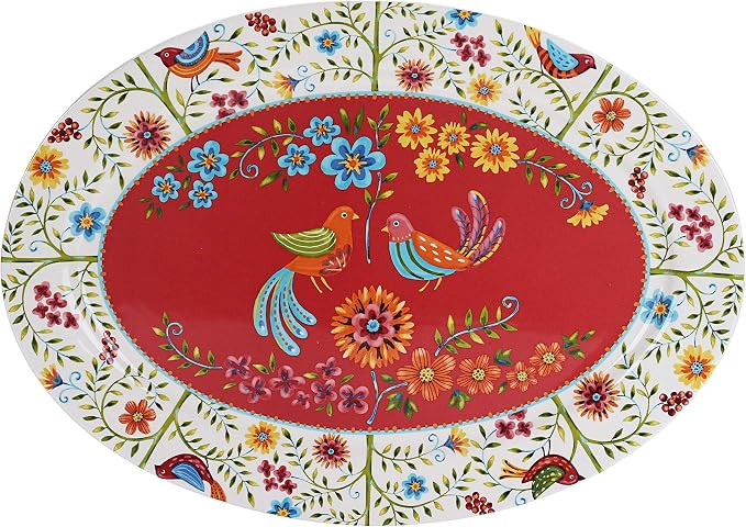Bico Red Spring Bird Ceramic 16 inch Oval Platter, Microwave & Dishwasher Safe | Amazon (US)