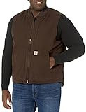Carhartt mens Loose Fit Washed Duck Insulated Rib Collar Vest (Big & Tall) Work Utility Outerwear, Dark Brown, Large Tall US | Amazon (US)