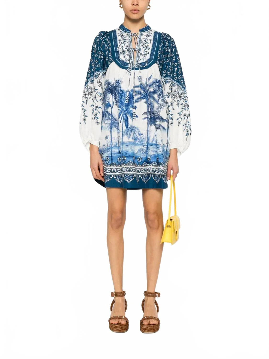 Palm Tree Beach Mini Dress In Navy/white | Shop Simon