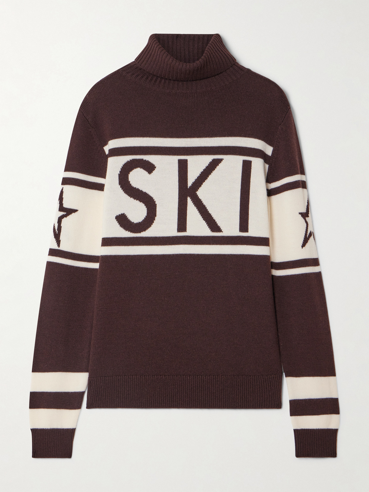 Perfect Moment - Schild Intarsia Merino Wool Turtleneck Sweater - Brown | NET-A-PORTER (UK & EU)