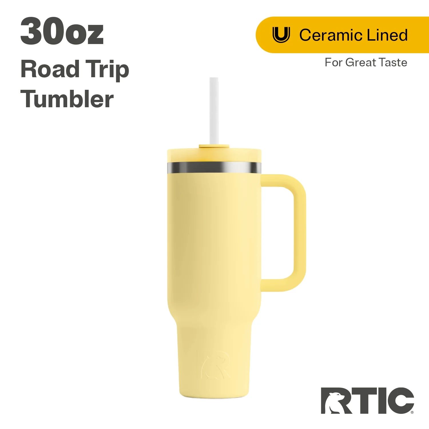 RTIC 30 oz Ceramic Lined Road Trip Tumbler, Leak-Resistant Lid with Straw, Sunlight | Walmart (US)