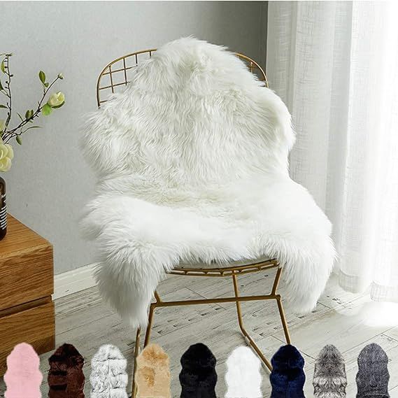 Carvapet Luxury Soft Faux Sheepskin Chair Cover Seat Cushion Pad Plush Fur Area Rugs for Bedroom,... | Amazon (US)