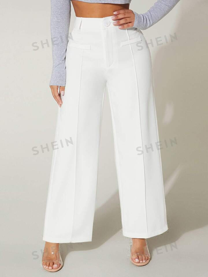 SHEIN PETITE High Waist Wide Leg Summer Dress Pants | SHEIN