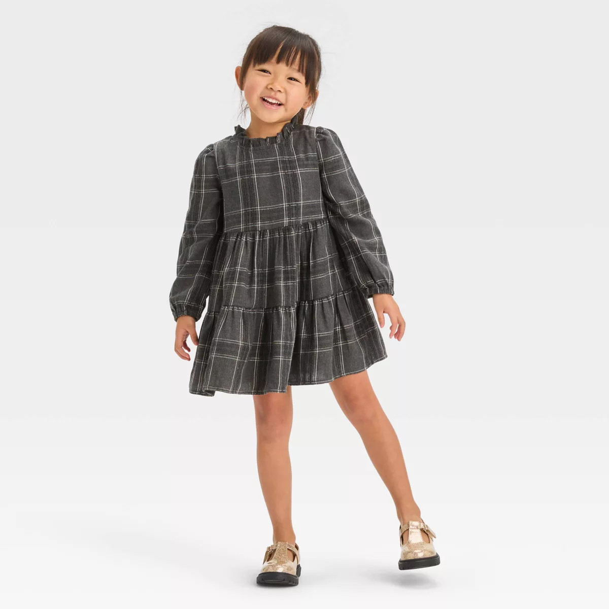 Toddler Girls' Plaid Long Sleeve Dress - Cat & Jack™ | Target