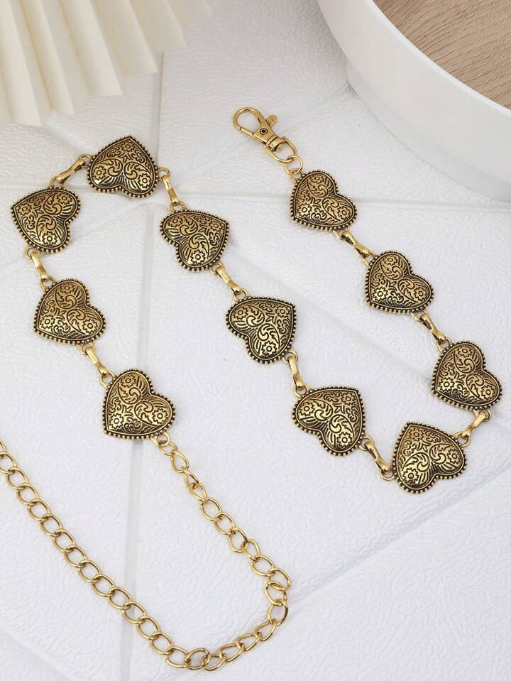 Boho 1pc Copper Color Heart Shaped Vintage Carved Ladies' Dress Or Pants Matched With Retro Style... | SHEIN