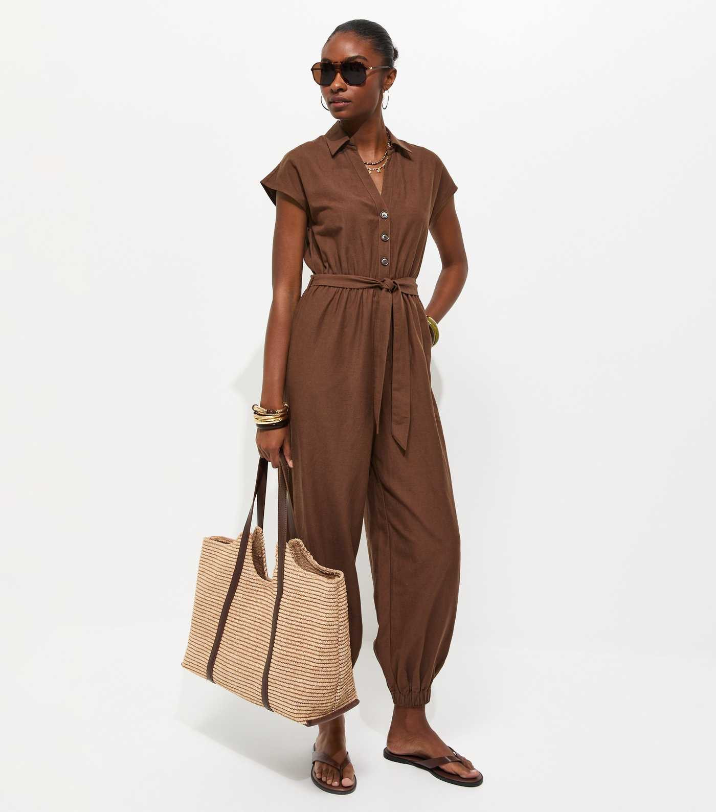 Dark Brown Balloon Leg Utility Jumpsuit | New Look | New Look (UK)