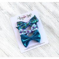 Mermaid Bows - Baby Shimmer Summer Newborn Headband Set Of 3 Handtied Headbands Hair | Etsy (US)