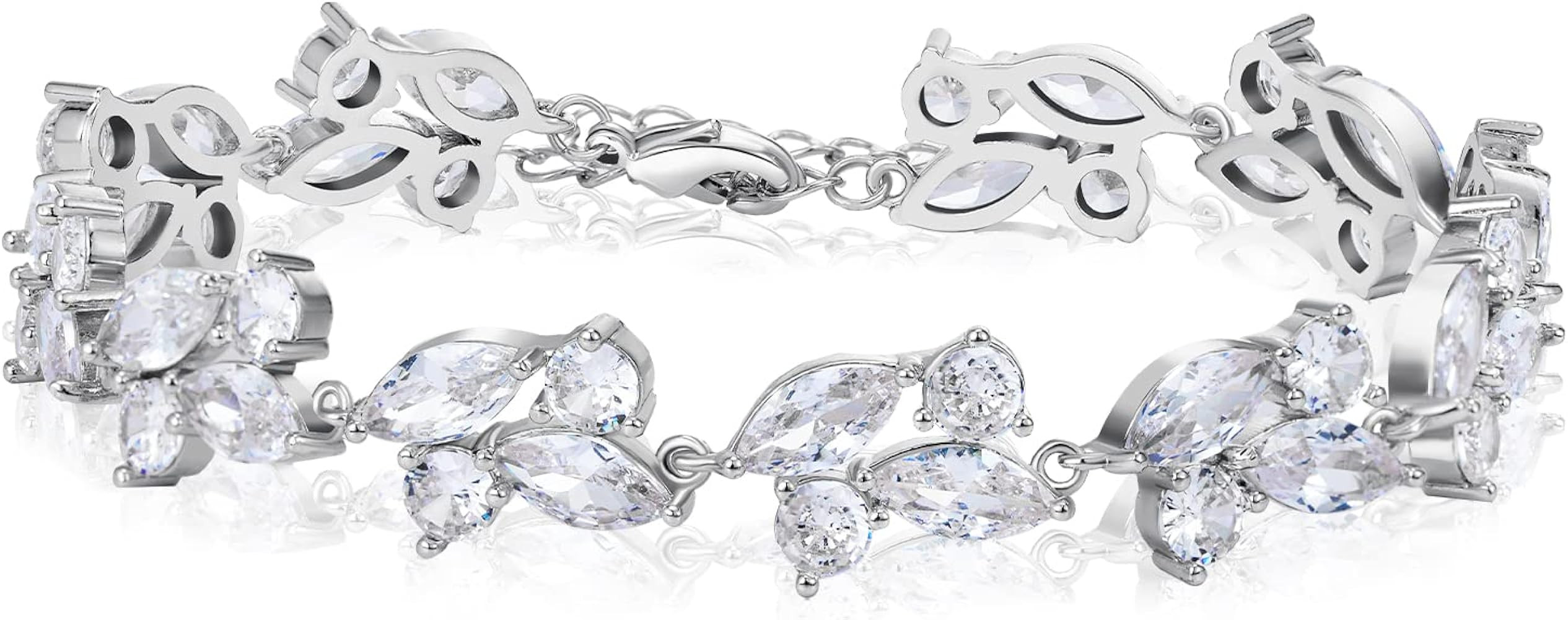 SWEETV Marquise Wedding Bracelet,Crystal Rhinestone Bridal Bracelets for Brides, Bridesmaids, Wom... | Amazon (US)