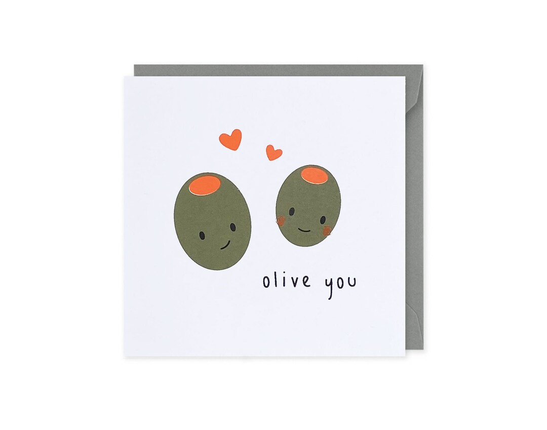 Olive You Card, Love Card, Anniversary Card, Funny Anniversary Card, Birthday Card, Olive Card, V... | Etsy (CAD)