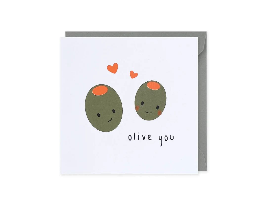 Olive You Card, Love Card, Anniversary Card, Funny Anniversary Card, Birthday Card, Olive Card, V... | Etsy (CAD)
