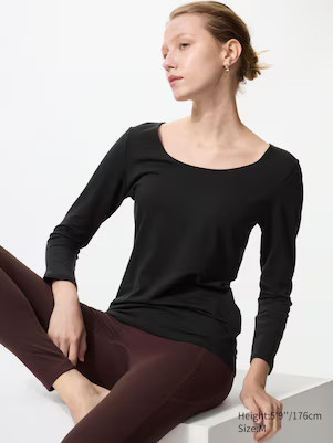WOMEN'S HEATTECH COTTON EXTRA WARM SCOOP NECK LONG SLEEVE T-SHIRT | UNIQLO AU | Uniqlo Australia