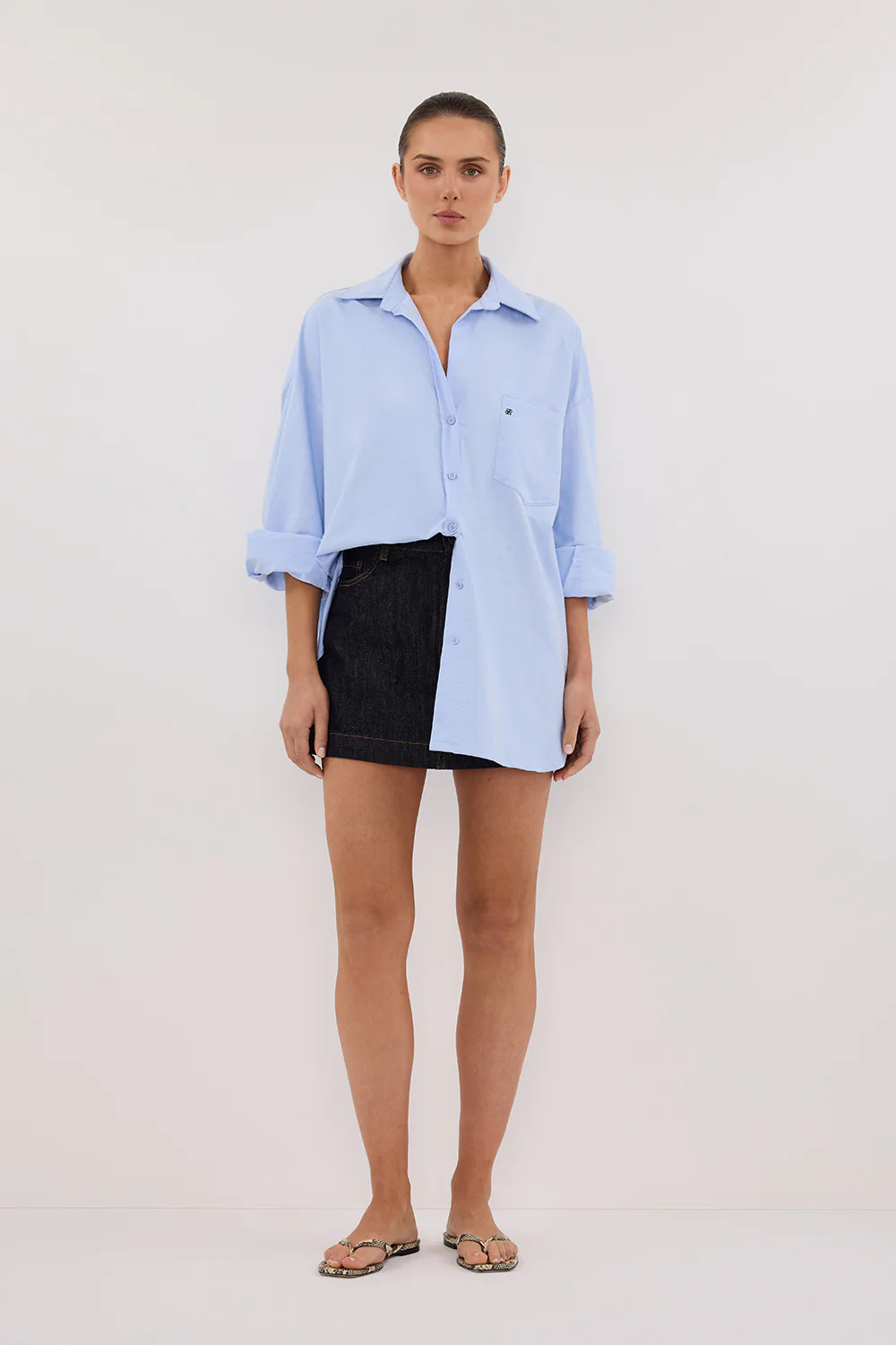 KERA RAW INDIGO DENIM A LINE SKORT | DISSH