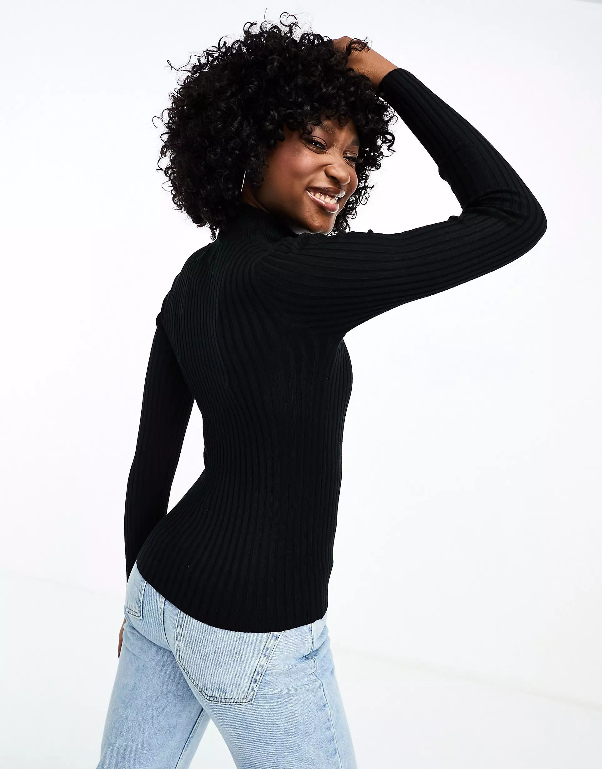 Pieces knitted rib top in black | ASOS (Global)
