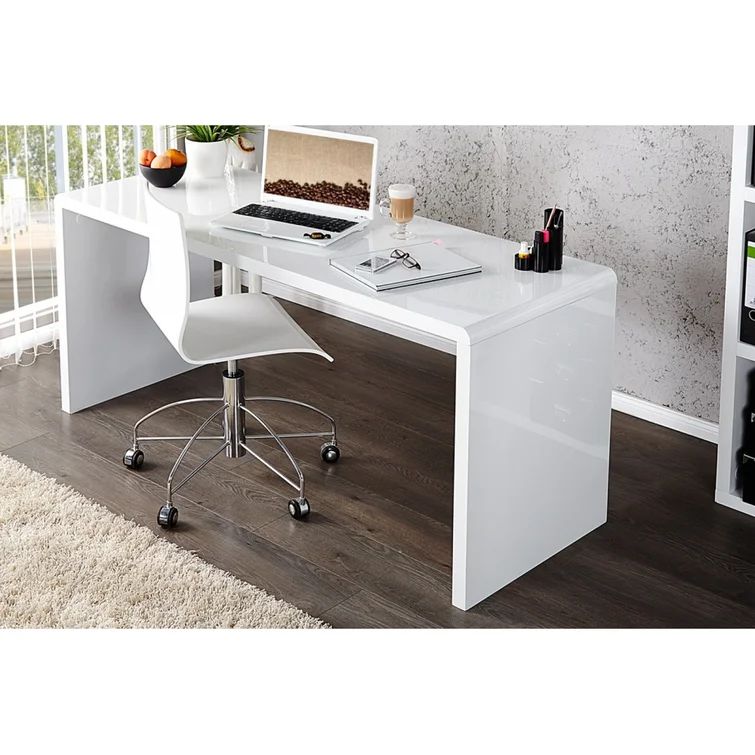 Enzo White High Gloss Sleek Design Computer Office Desk | Wayfair North America