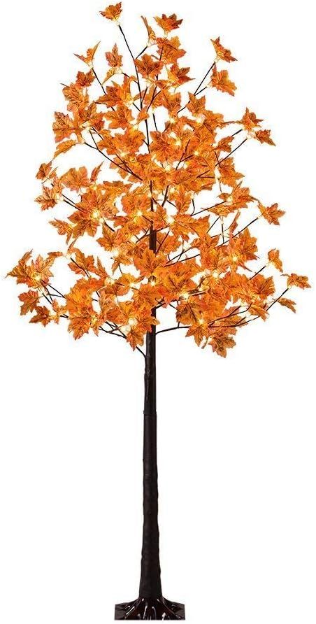 LIGHTSHARE 5FT 96LED Artificial Lighted Maple Tree Warm White Halloween Fall Decorations Indoor O... | Amazon (US)