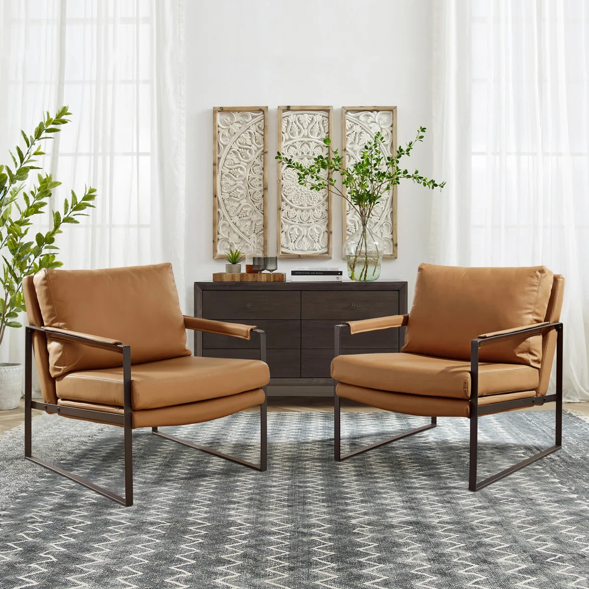 Wayfair Eisenman leather accent armchairs