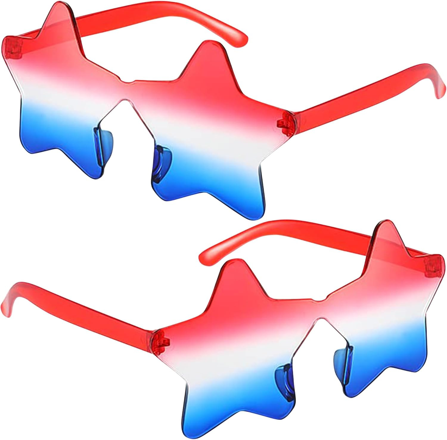 ILHSTY 2 Pair Star Sunglasses for Kids Women Men, Patriotic Rimless Star Shaped Sunglasses Party ... | Amazon (US)