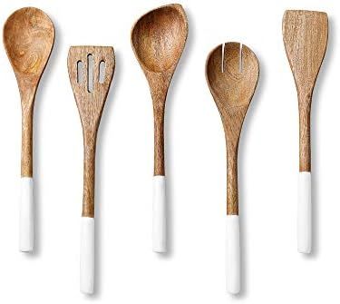 Amazon.com: Folkulture Wooden Spoons for Cooking Set for Kitchen, Non Stick Cookware Tools or Ute... | Amazon (US)