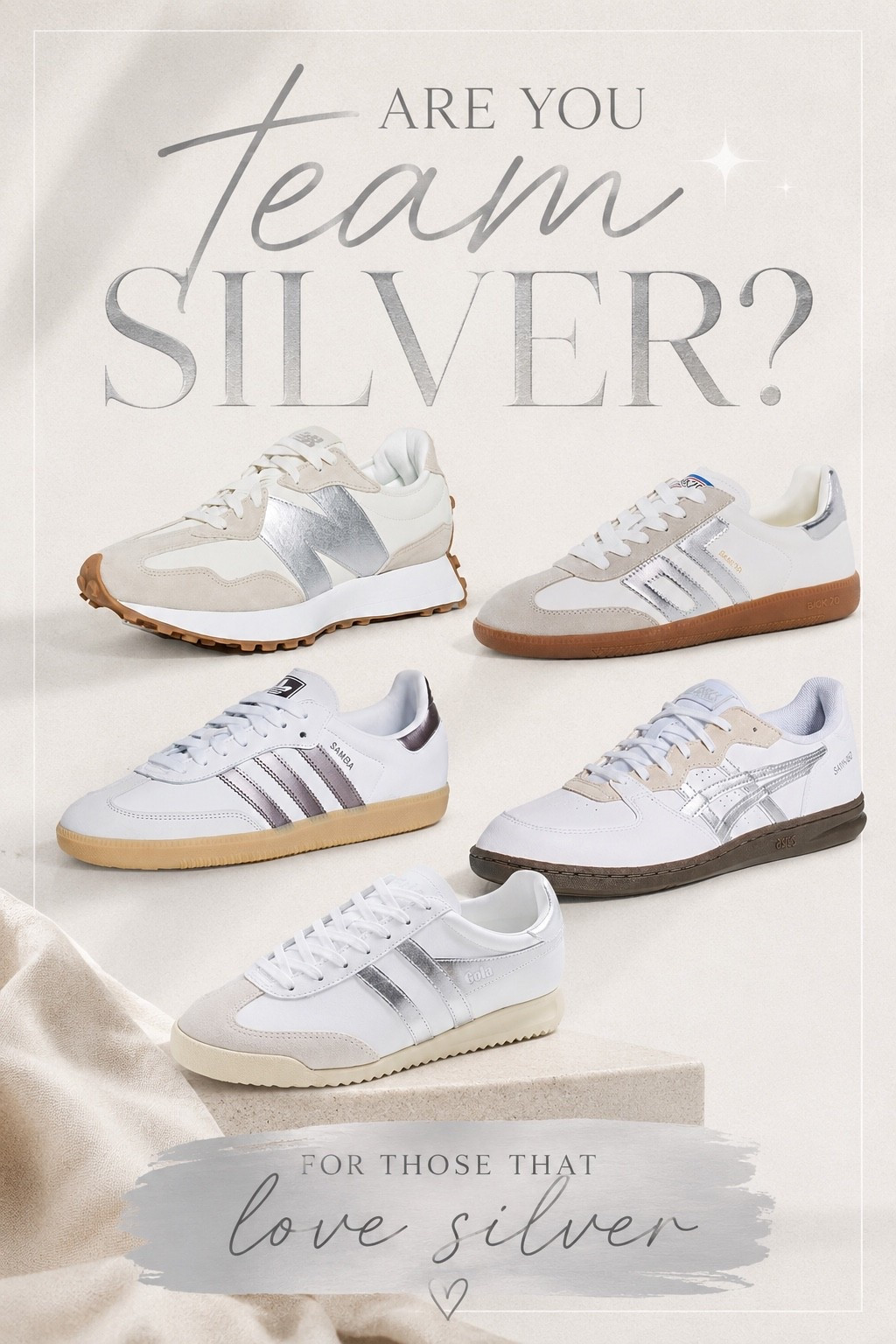 Silver sneakers and metallic sneakers￼

#LTKOver40 #LTKgrwm #LTKdayinmylife