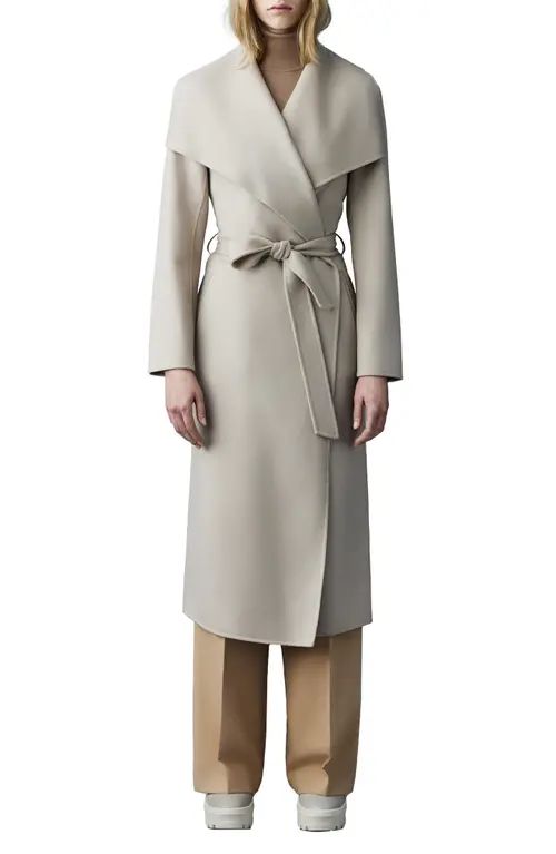 Mackage Mai Long Wool Wrap Coat in Cream at Nordstrom, Size Large | Nordstrom